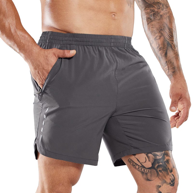MIER Men's Lightweight Athletic Shorts Quick Dry Workout Gym Shorts with Back Pockets,7" Inseam,Dark Grey,S - Image 1